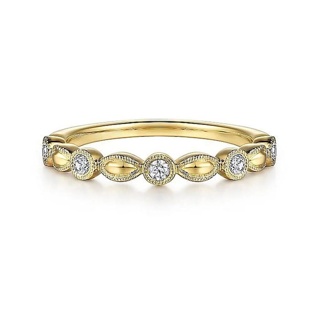 0.14ctw Orzo Shape Diamond Band - Yellow Gold