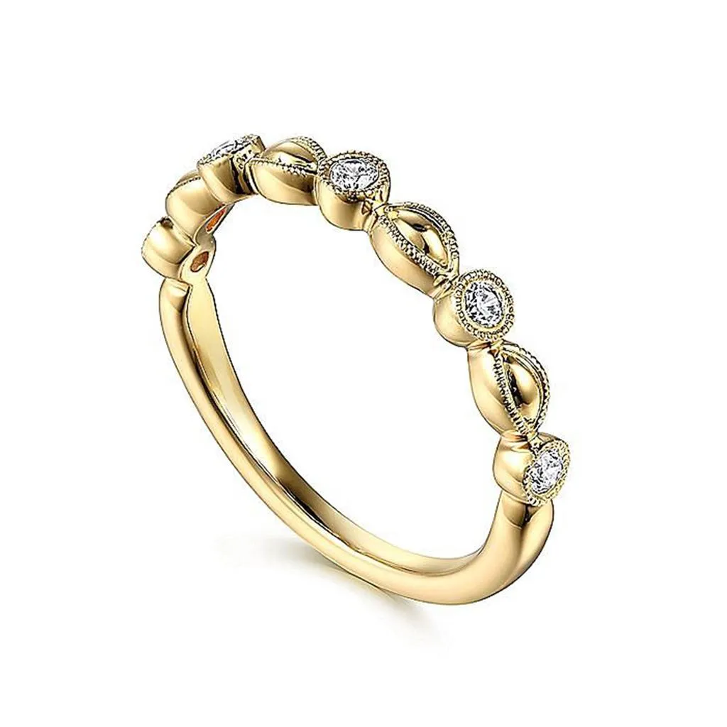 0.14ctw Orzo Shape Diamond Band - Yellow Gold