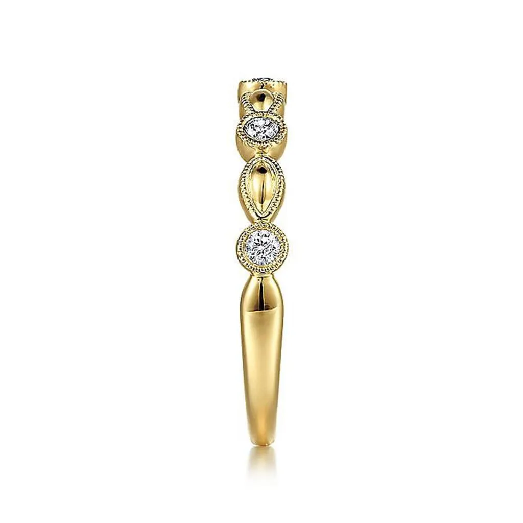 0.14ctw Orzo Shape Diamond Band - Yellow Gold