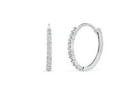 0.22 CT TW Round Diamond Hoop Earrings 14K White Gold DER006