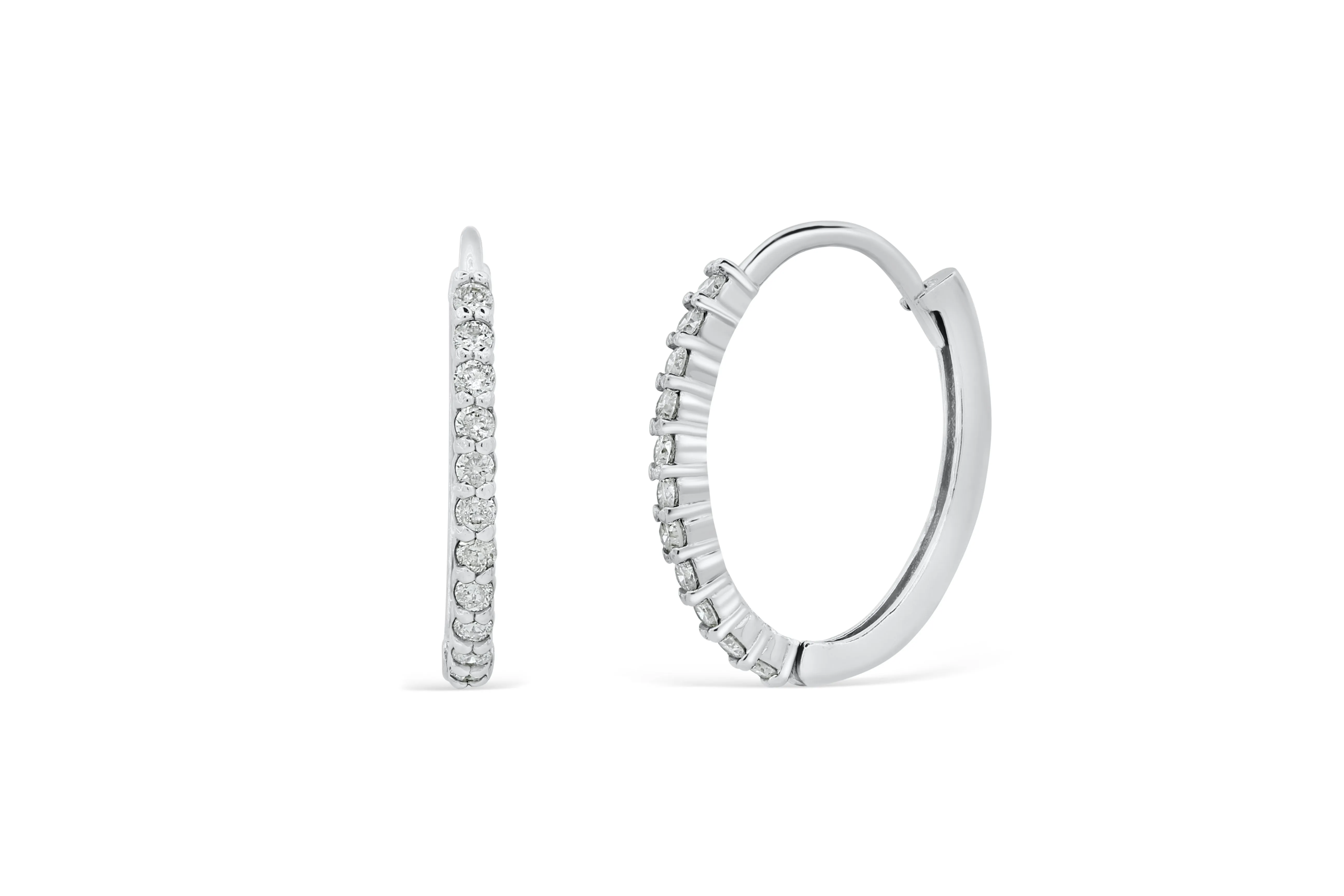 0.22 CT TW Round Diamond Hoop Earrings 14K White Gold DER006