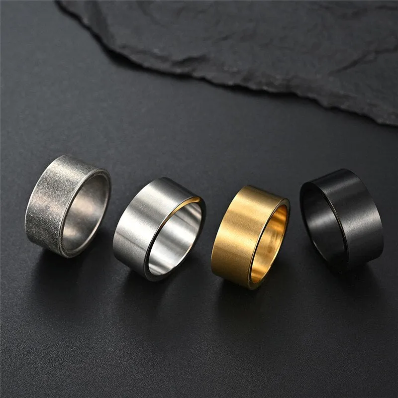 10mm Classic Stainless Steel Retro Ring