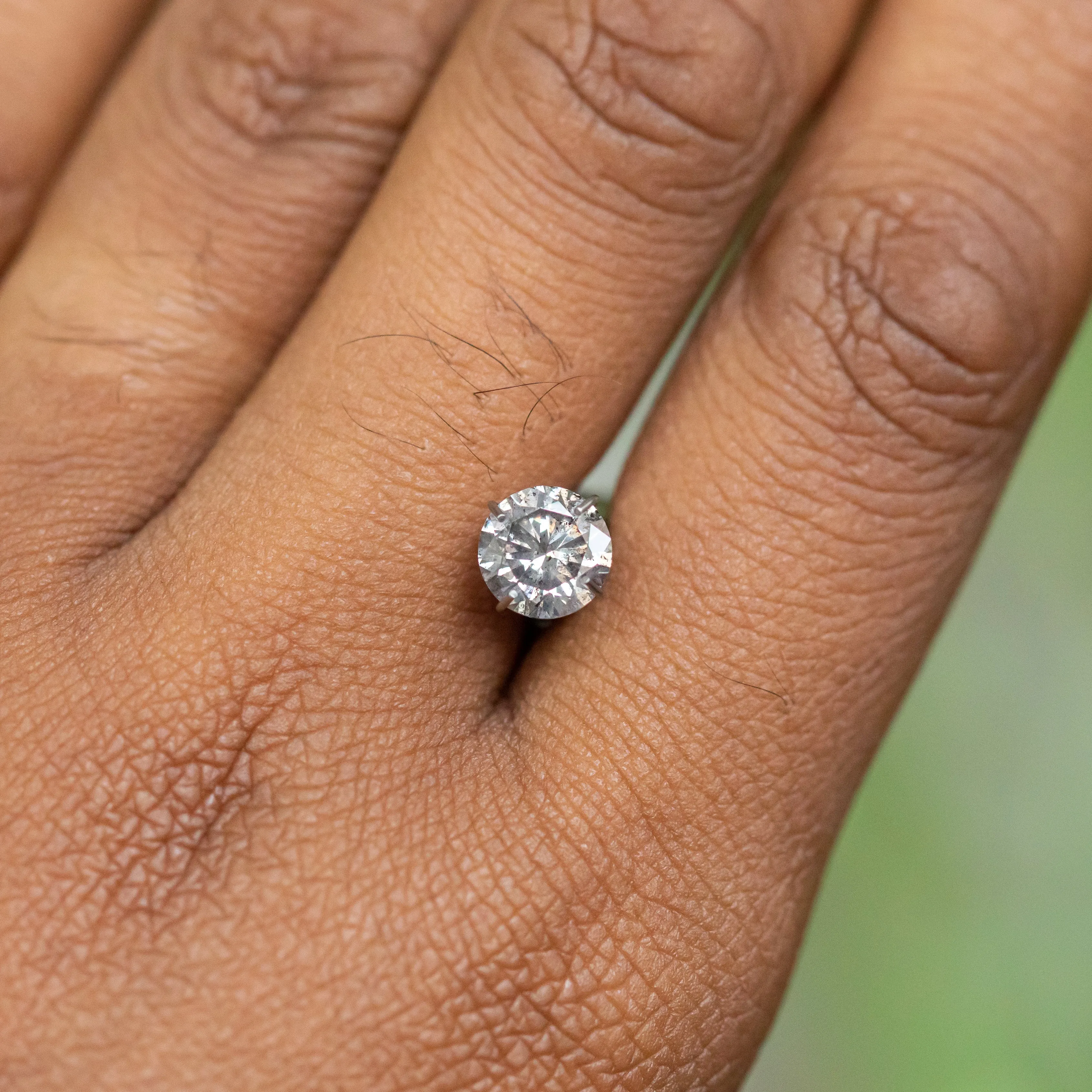 1.26CT SALT AND PEPPER DIAMOND, LIGHT GREY WITH SOME HAZY INCLUSIONS, 6.71X4.13MM