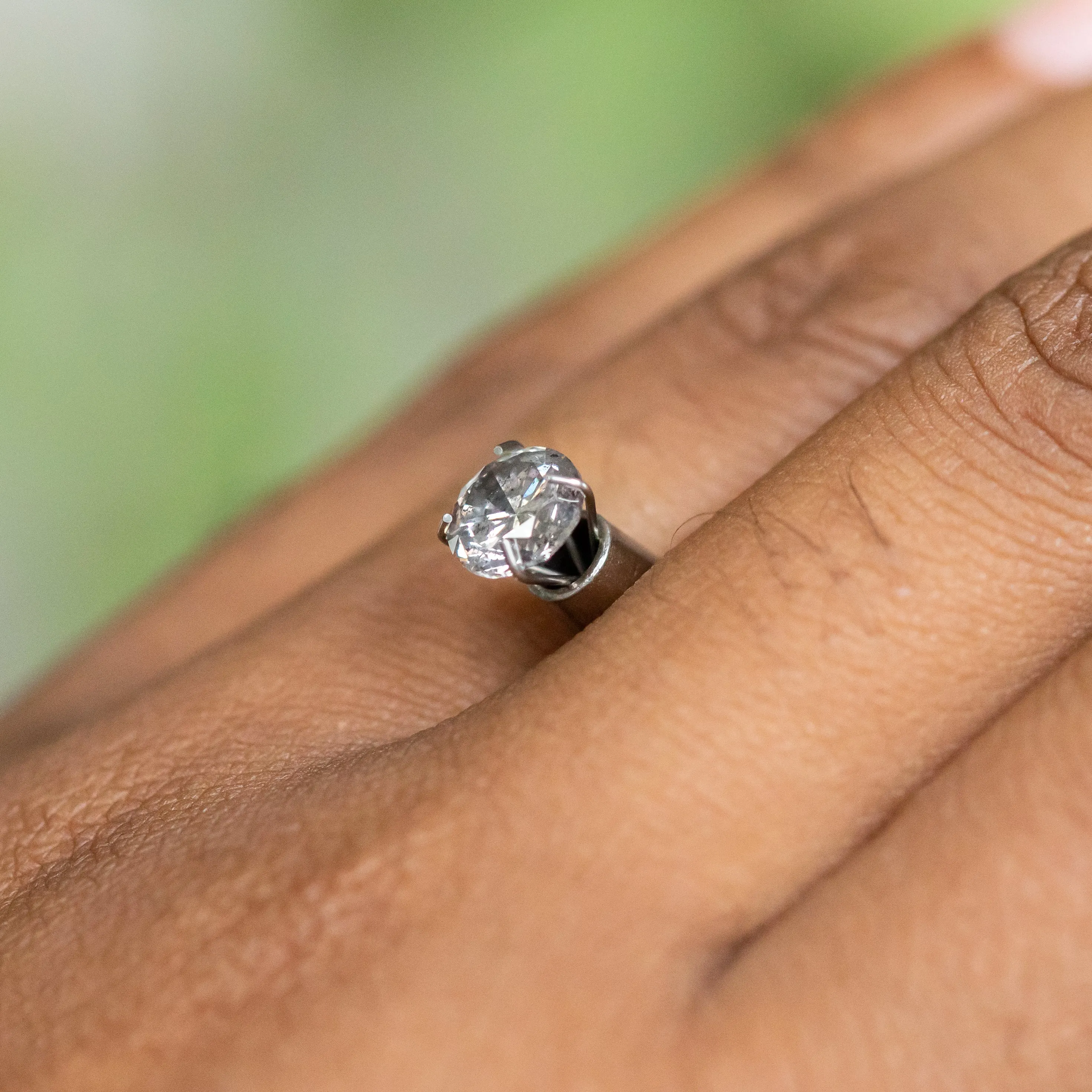 1.26CT SALT AND PEPPER DIAMOND, LIGHT GREY WITH SOME HAZY INCLUSIONS, 6.71X4.13MM