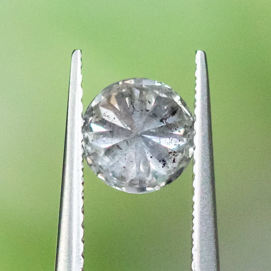 1.26CT SALT AND PEPPER DIAMOND, LIGHT GREY WITH SOME HAZY INCLUSIONS, 6.71X4.13MM