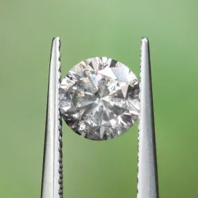 1.26CT SALT AND PEPPER DIAMOND, LIGHT GREY WITH SOME HAZY INCLUSIONS, 6.71X4.13MM