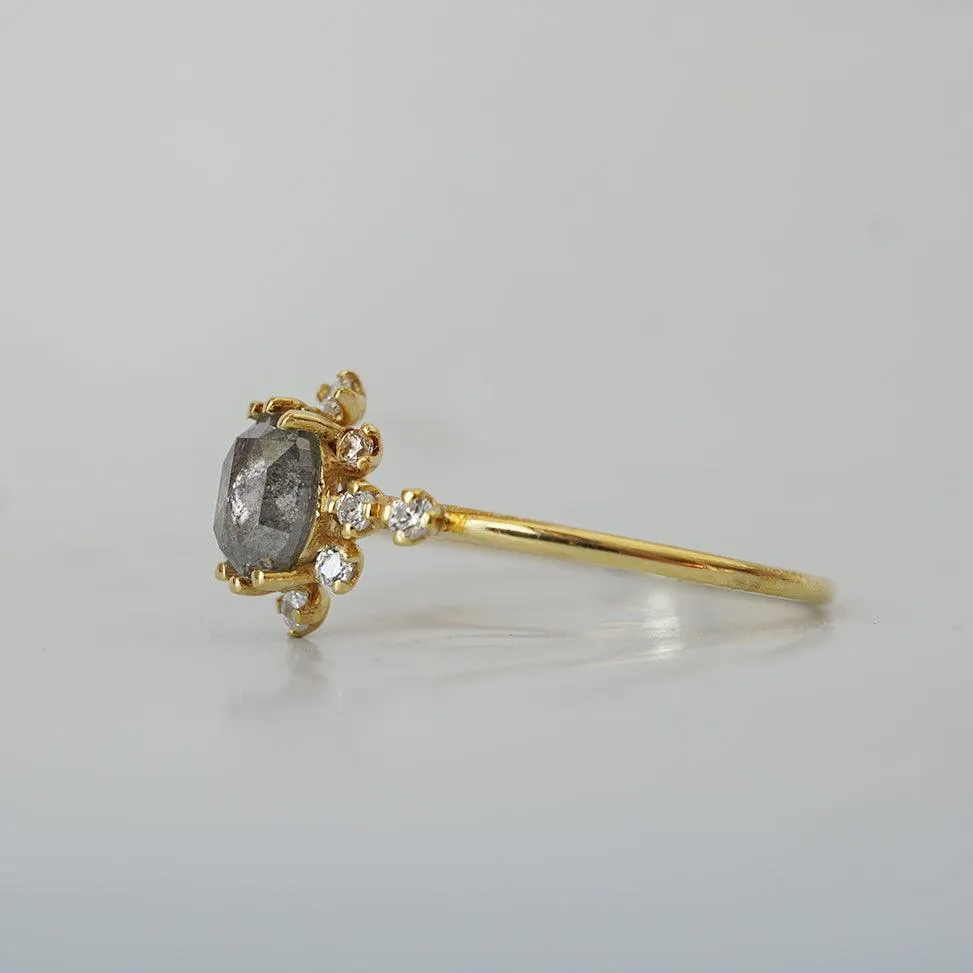 14K Darling Salt & Pepper Diamond Ring