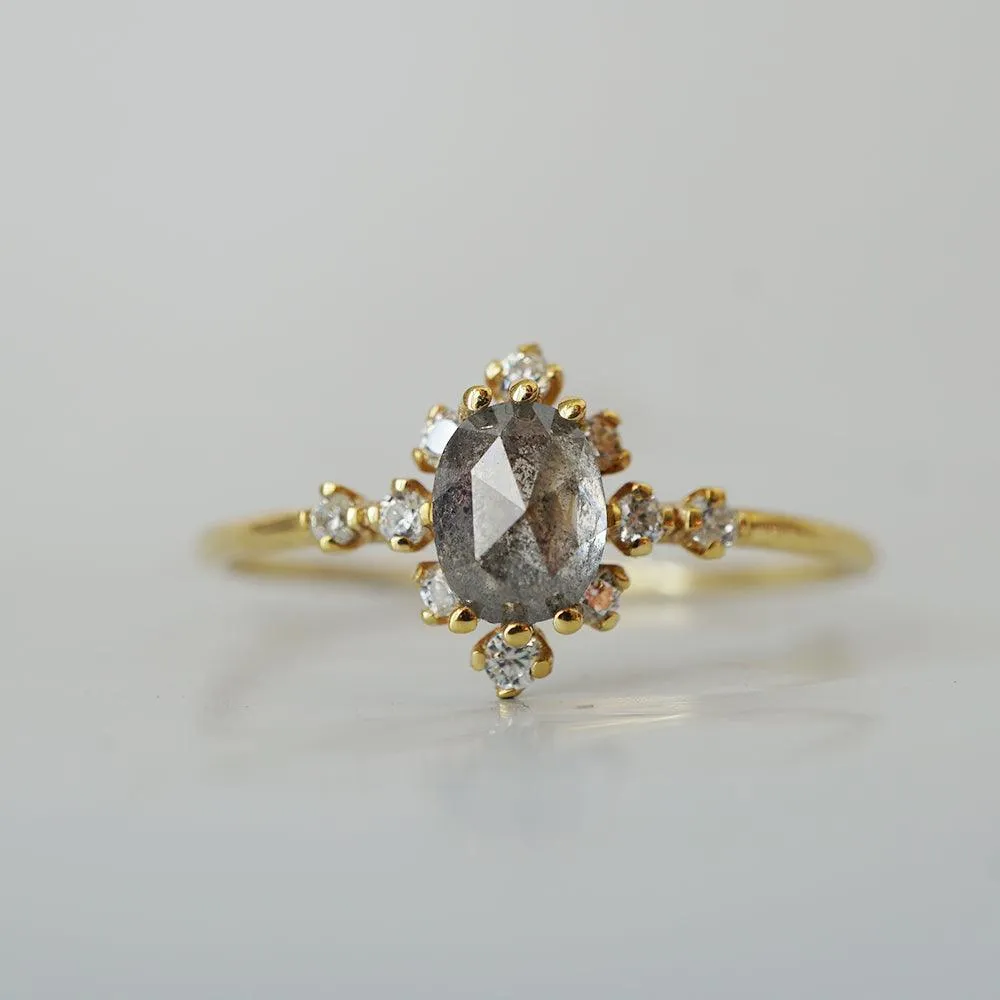 14K Darling Salt & Pepper Diamond Ring