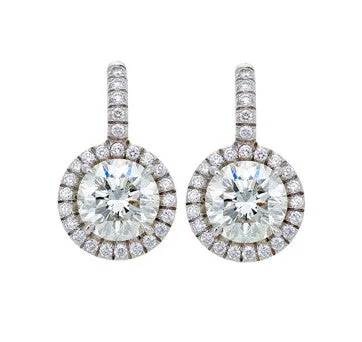 18K White Gold Round Brilliant Drop Earrings