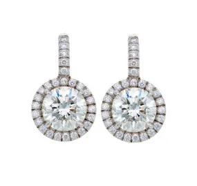 18K White Gold Round Brilliant Drop Earrings