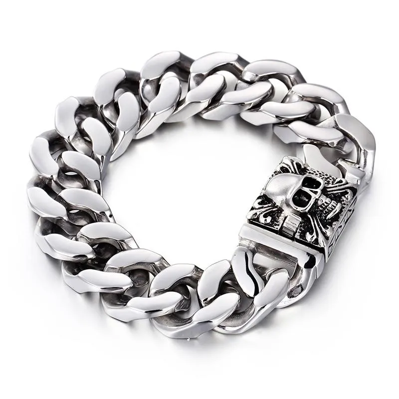 316L Titanium Steel Skull Chain Link Bracelet