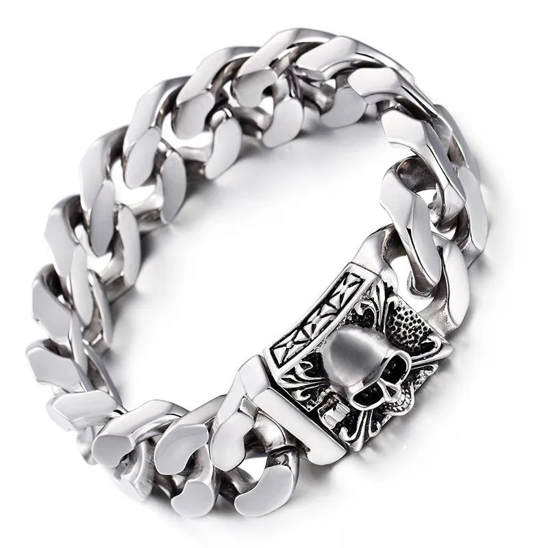 316L Titanium Steel Skull Chain Link Bracelet