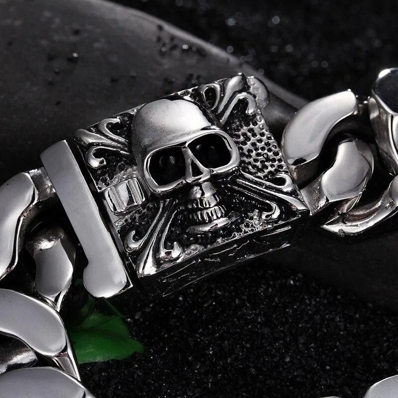 316L Titanium Steel Skull Chain Link Bracelet