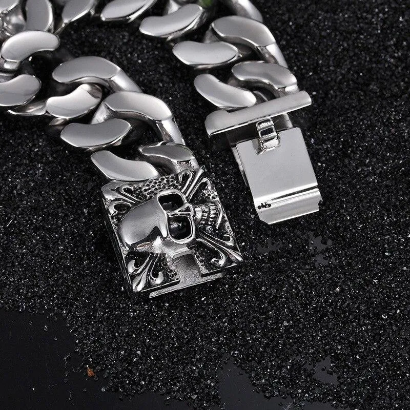 316L Titanium Steel Skull Chain Link Bracelet