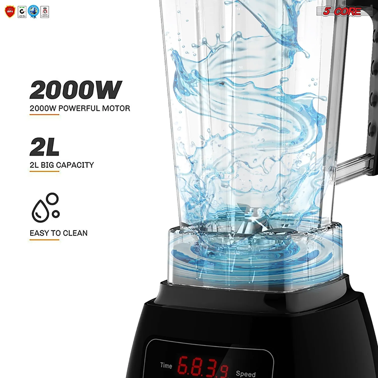 5 Core 2L Professional Countertop Blender Touch Screen For Kitchen 68