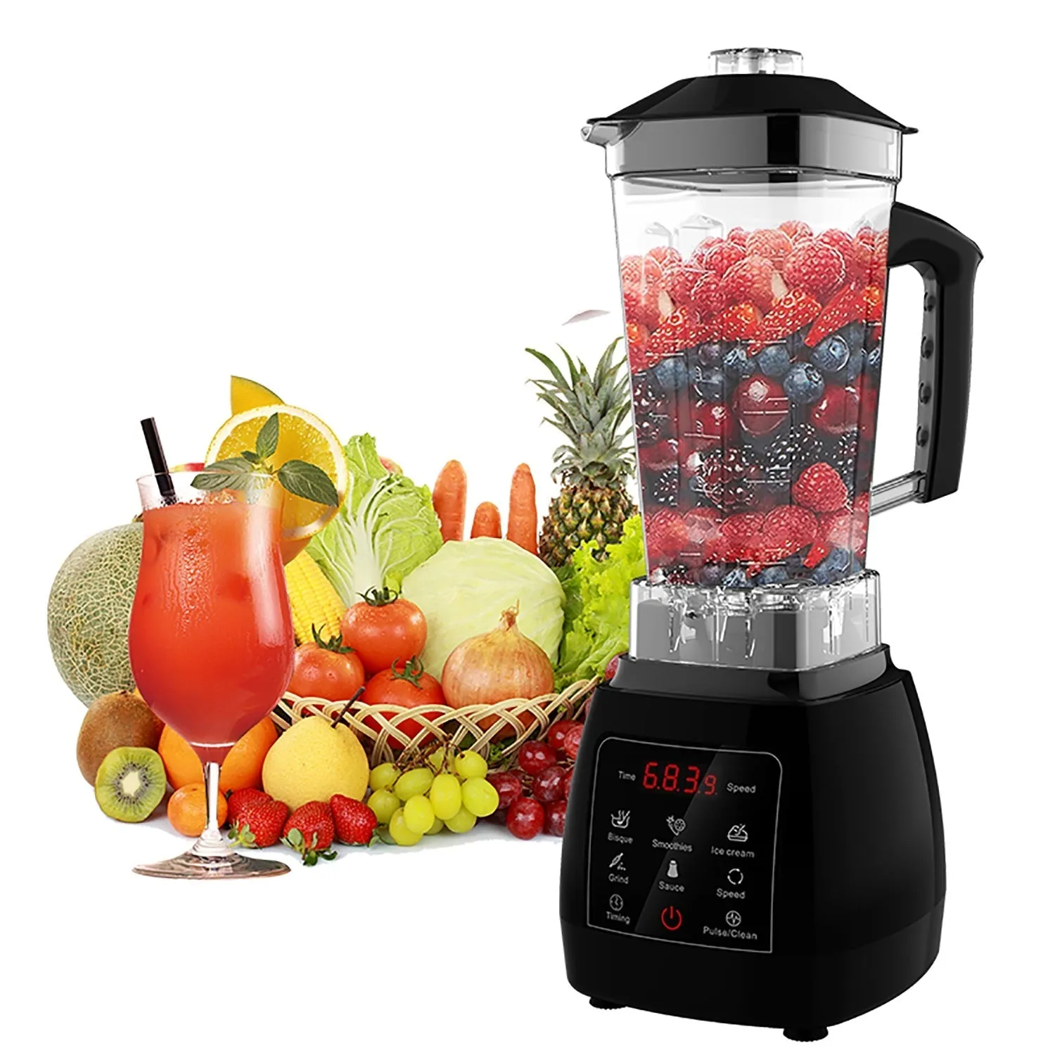 5 Core 2L Professional Countertop Blender Touch Screen For Kitchen 68