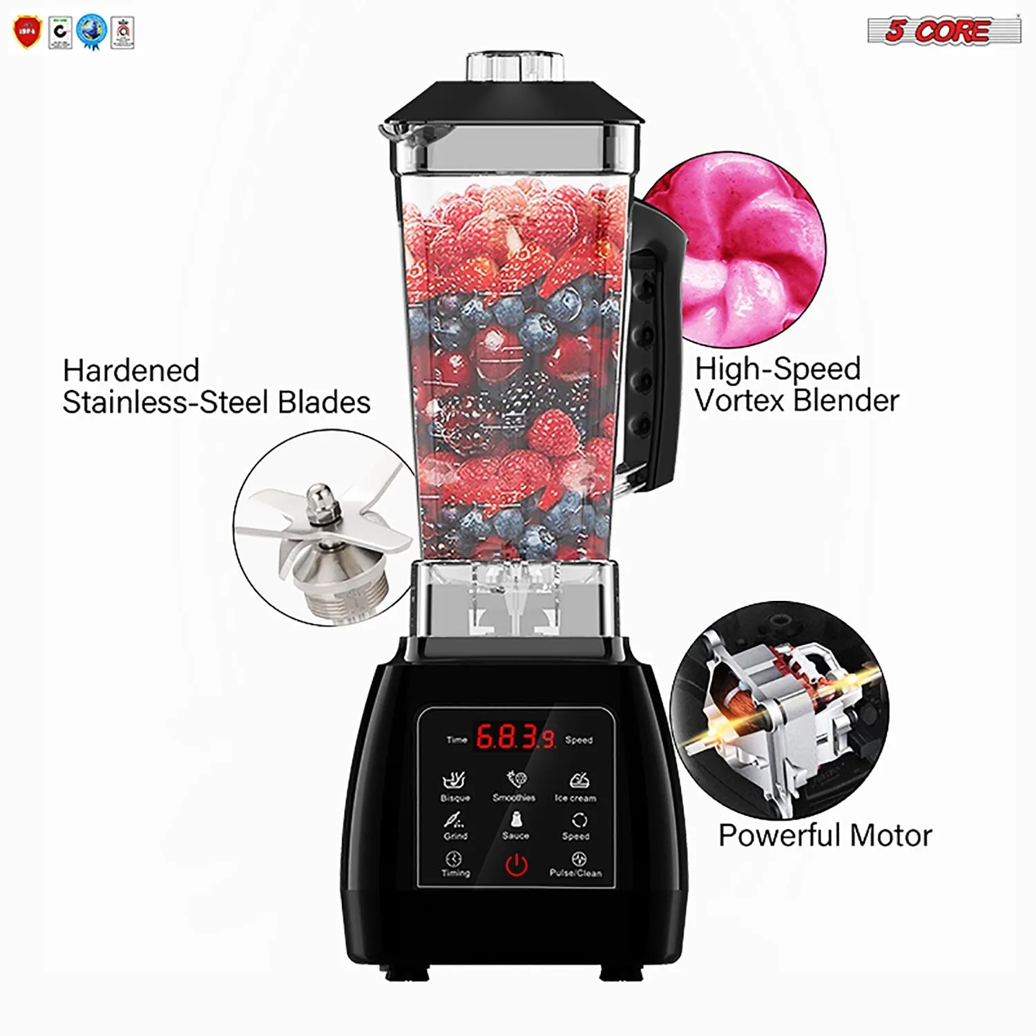 5 Core 2L Professional Countertop Blender Touch Screen For Kitchen 68