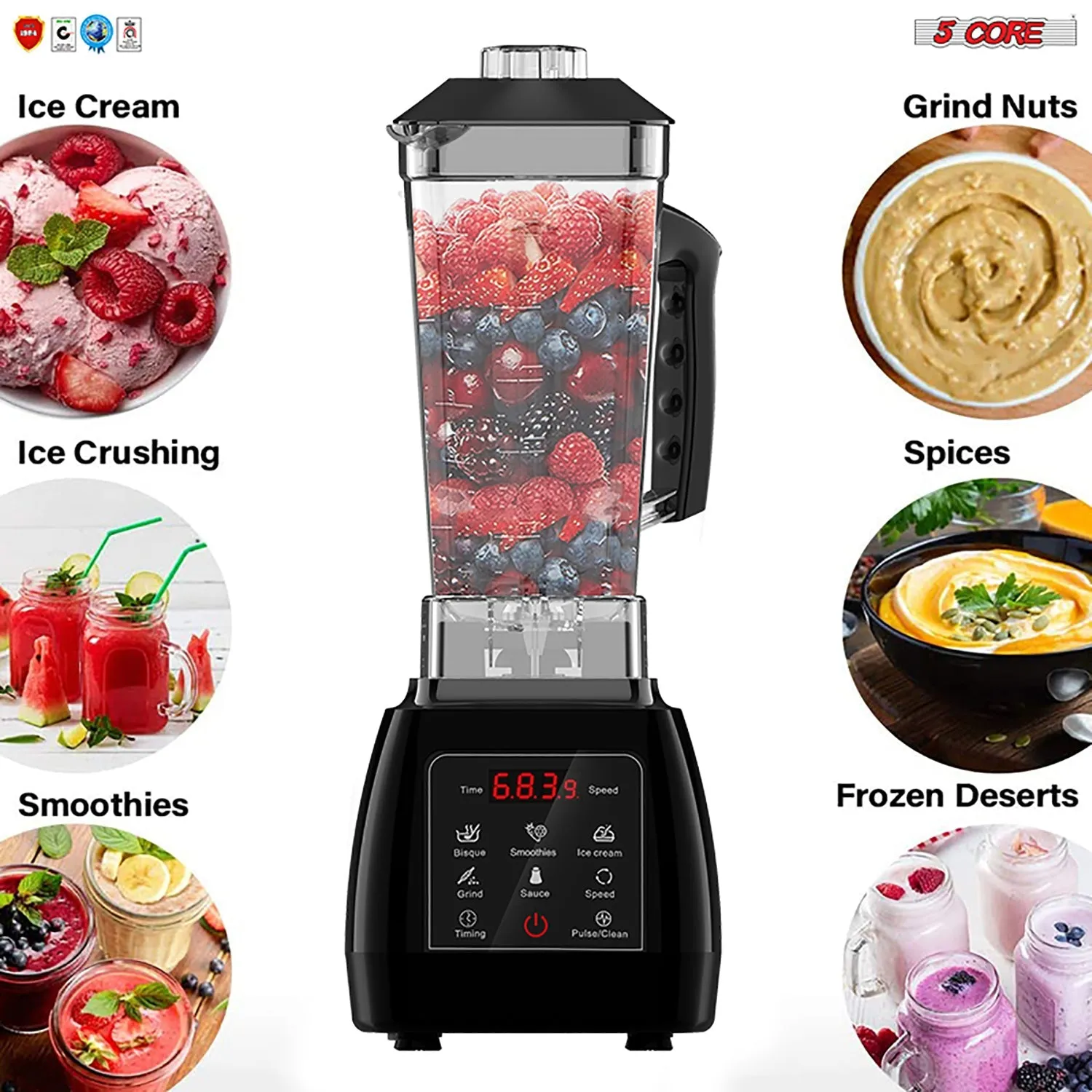 5 Core 2L Professional Countertop Blender Touch Screen For Kitchen 68