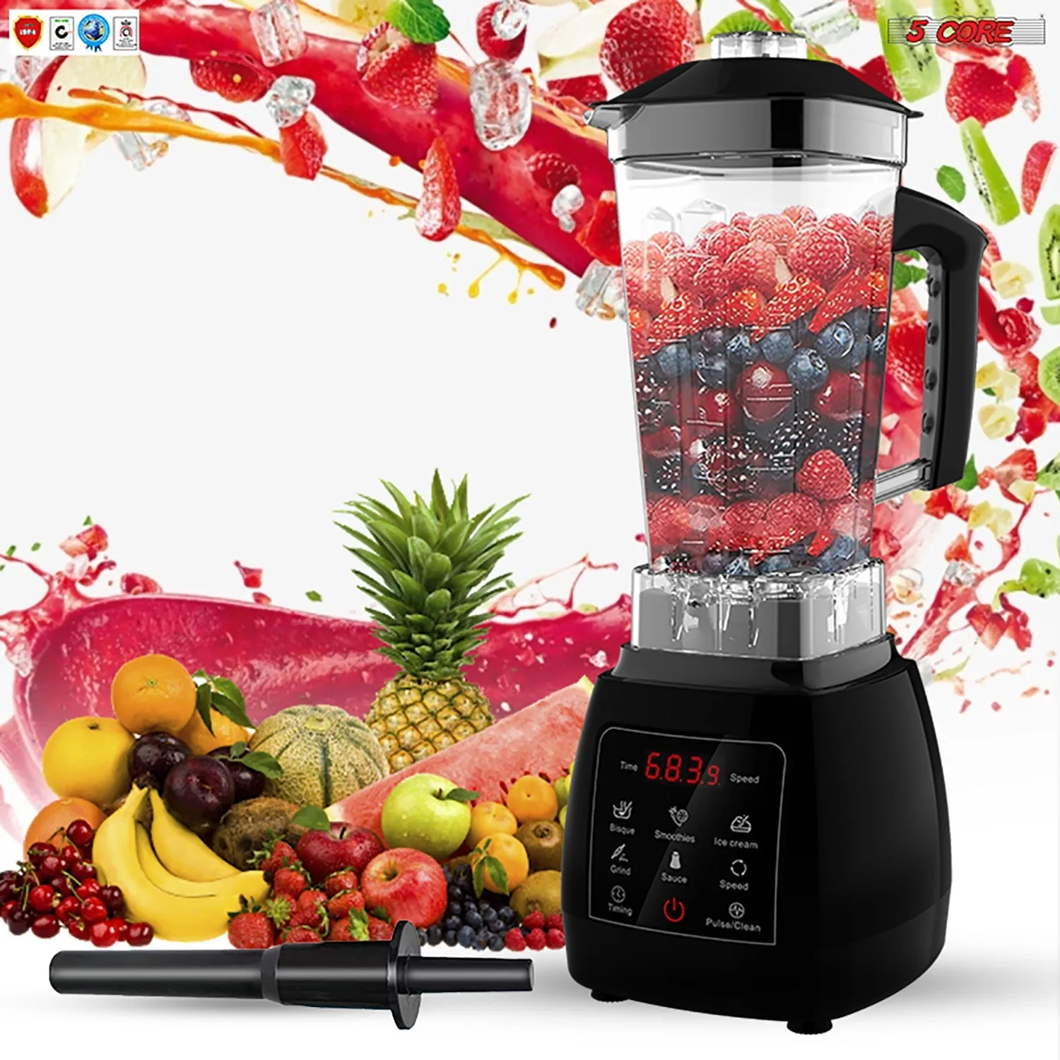 5 Core 2L Professional Countertop Blender Touch Screen For Kitchen 68