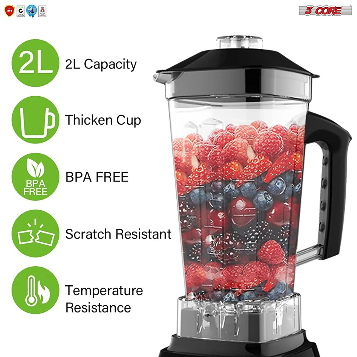 5 Core 2L Professional Countertop Blender Touch Screen For Kitchen 68