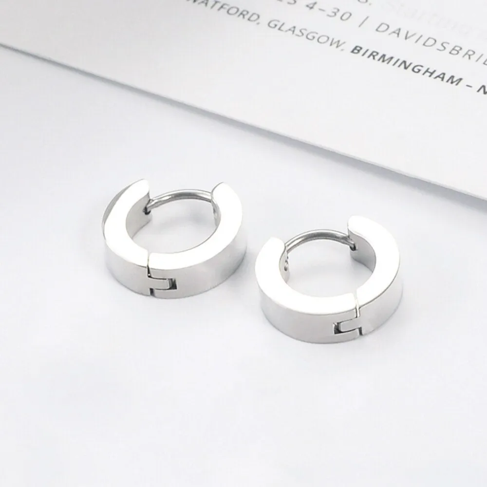 6 Pairs 9 & 7mm Round Stainless Steel Hoop Earrings