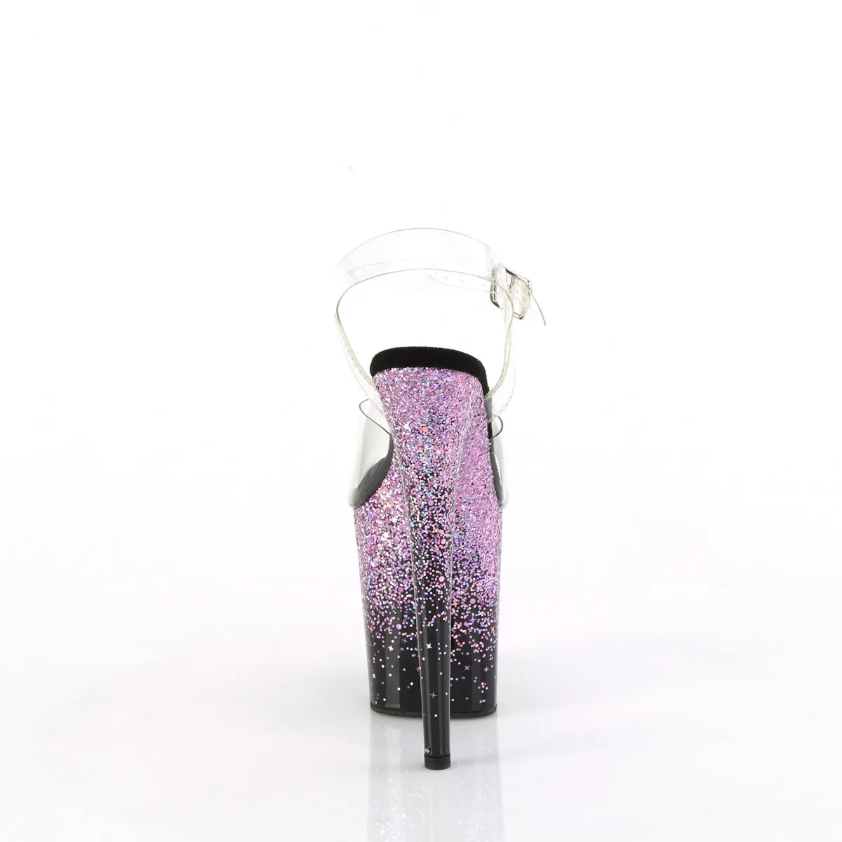 8 Inch Heel FLAMINGO-808SS Clear Purple Glitter