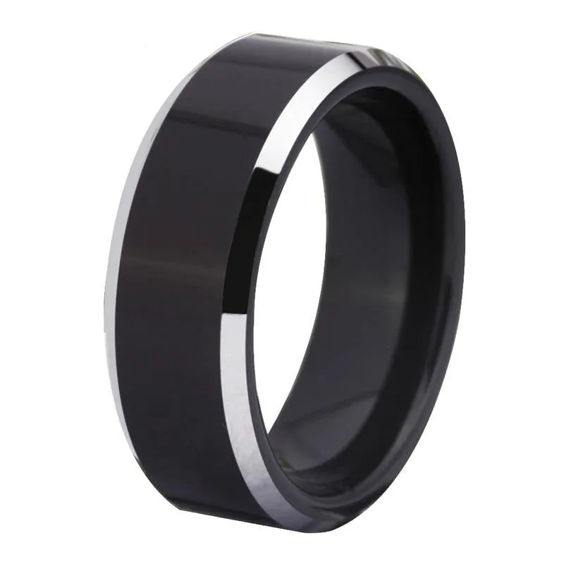 8mm Classic Colored and Beveled Tungsten Wedding Ring