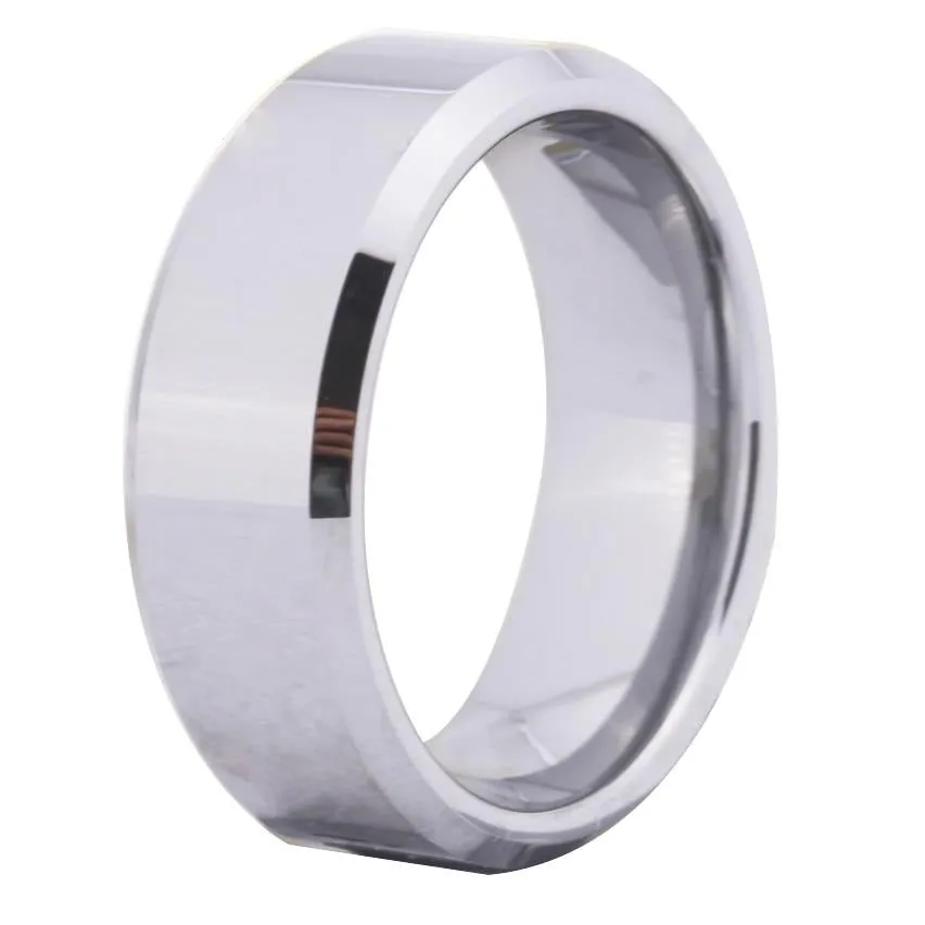 8mm Classic Colored and Beveled Tungsten Wedding Ring