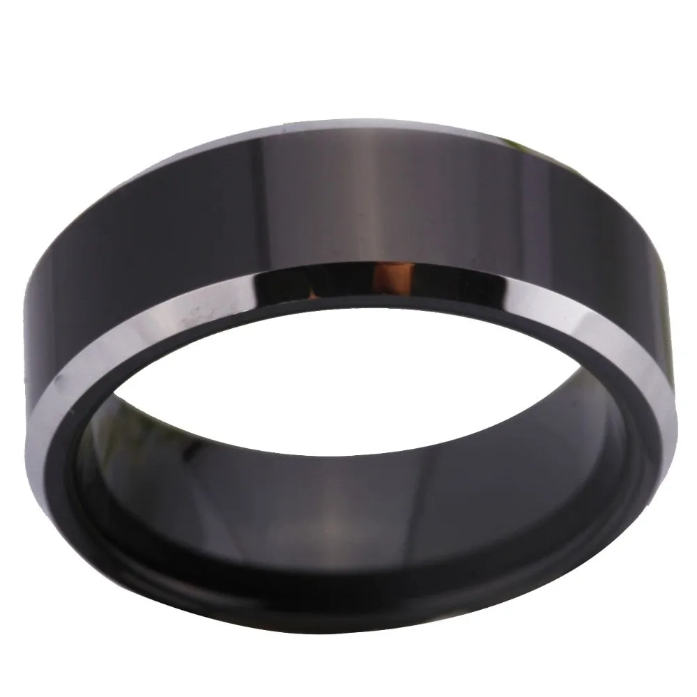 8mm Classic Colored and Beveled Tungsten Wedding Ring