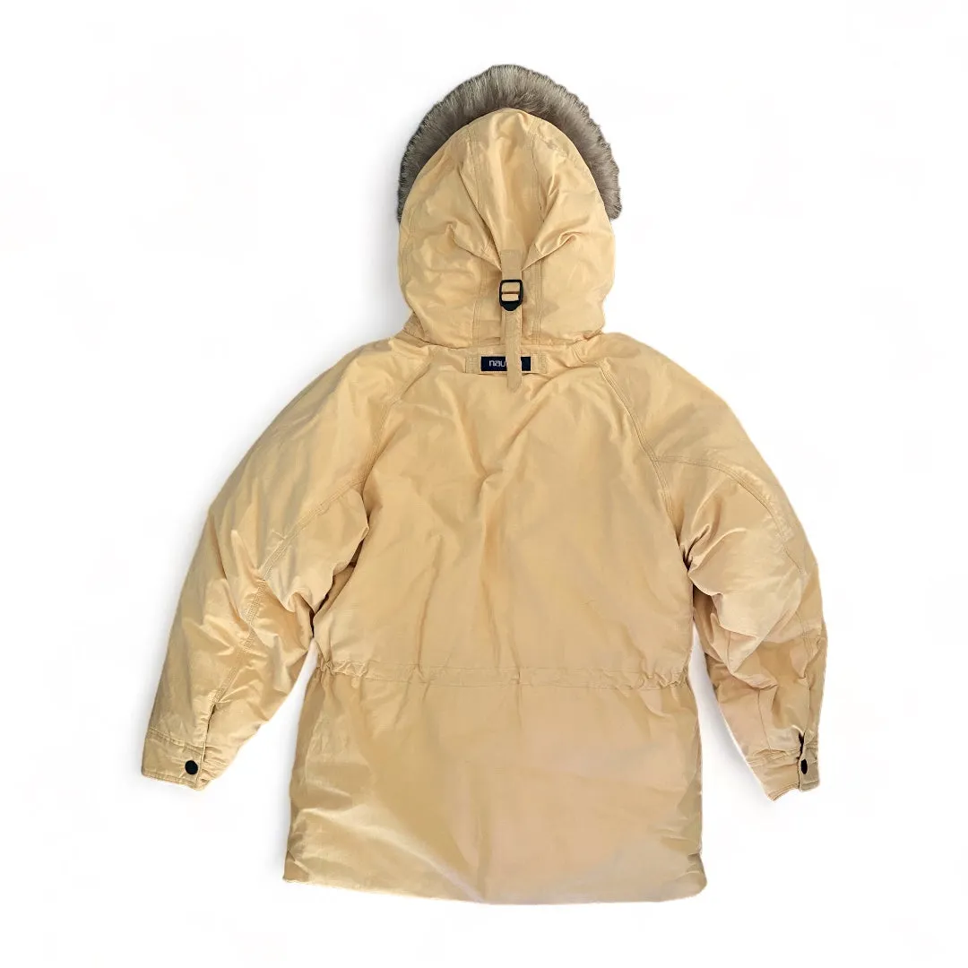 90s Nautica Butter Yellow Down Parka Fox Trim Hood