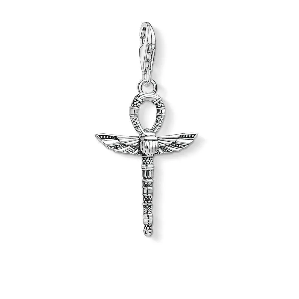 925 Sterling Silver Ankh Cross with Scarab Charms Pendant