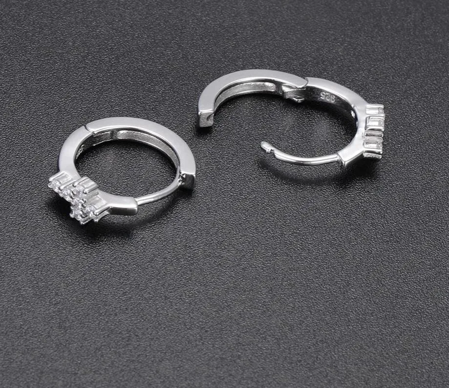 925 Sterling Silver Hoop Earrings with Cubic Zirconia Cross