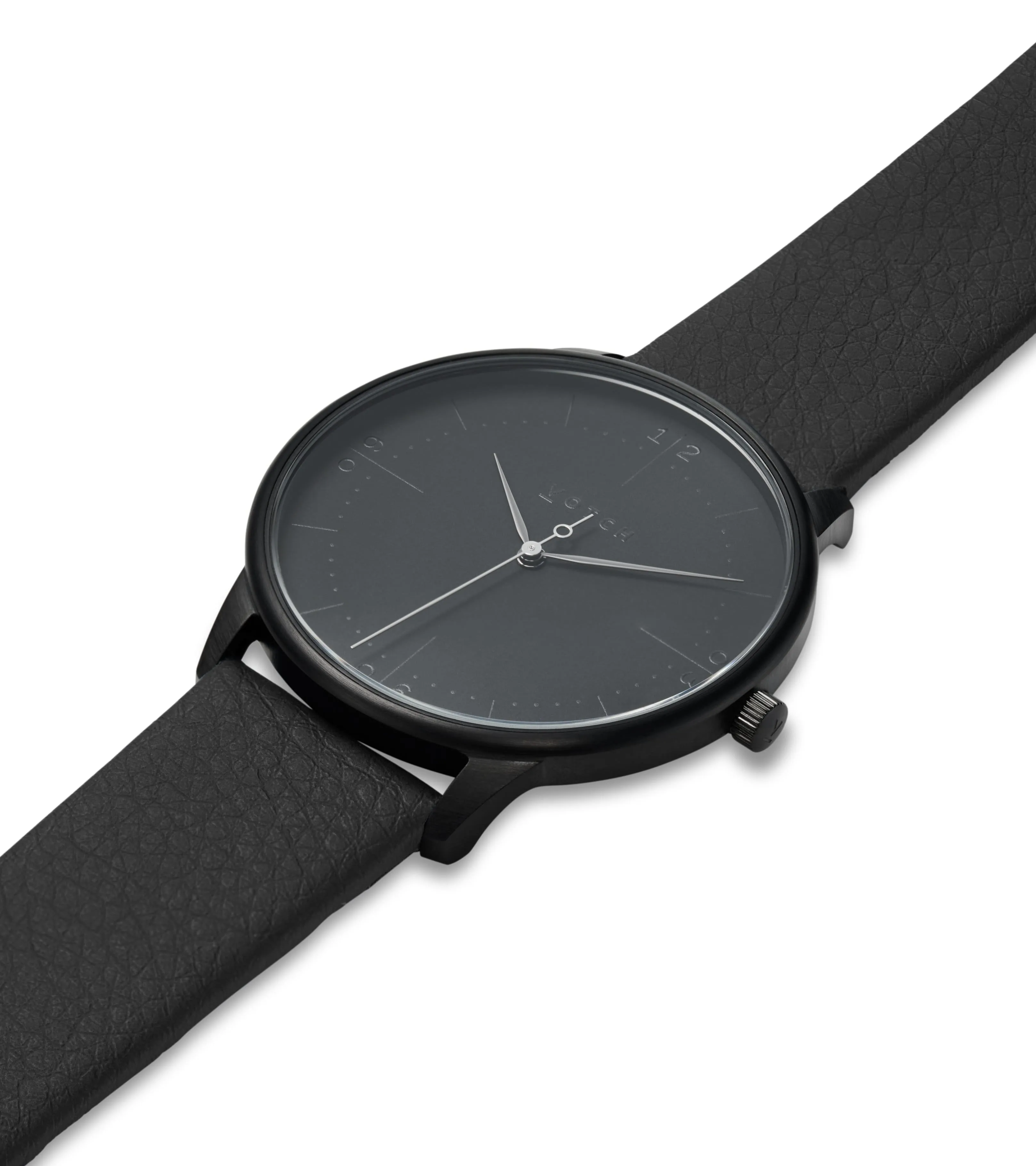 Aalto Watch with Black Dial | Black Vegan Leather Strap