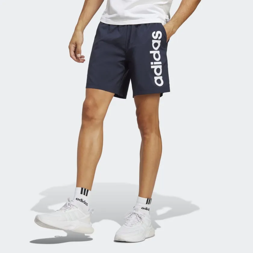 ADIDAS MEN'S AEROREADY ESSENTIALS CHELSEA LINEAR LOGO NAVY SHORTS