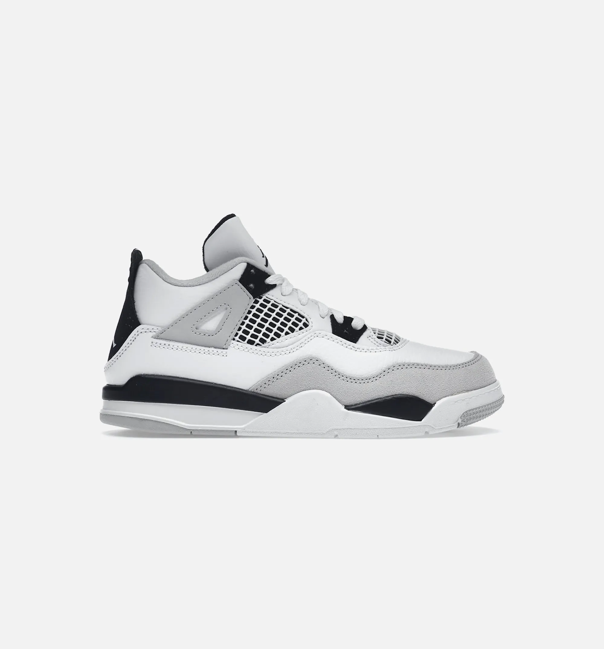 Air Jordan 4 Retro Military Black Preschool Lifestyle Shoe - White/Black