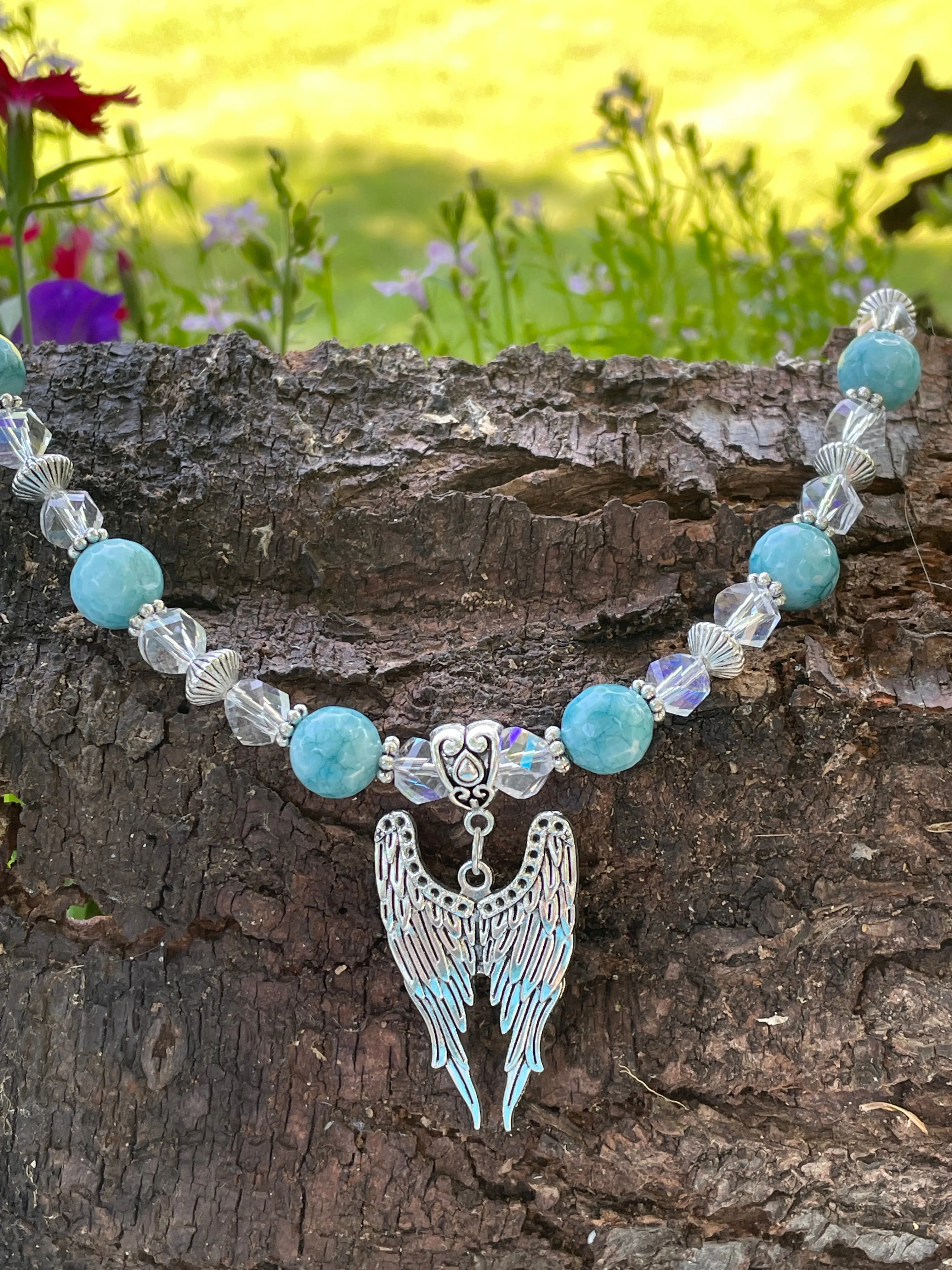 Angel Wing Blue Jasper Necklace