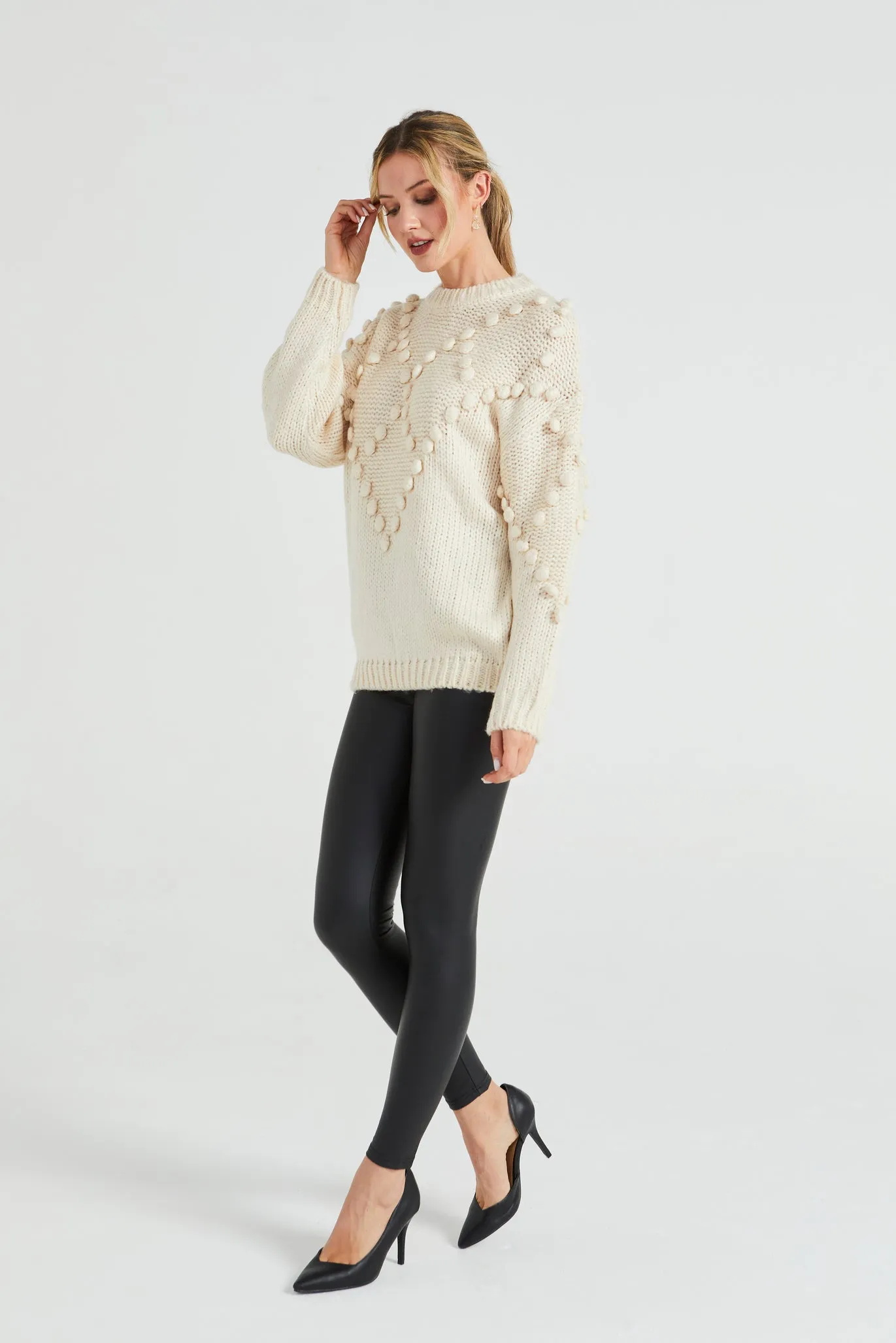 Angeleye Knit Jumper With Pom-pom Details