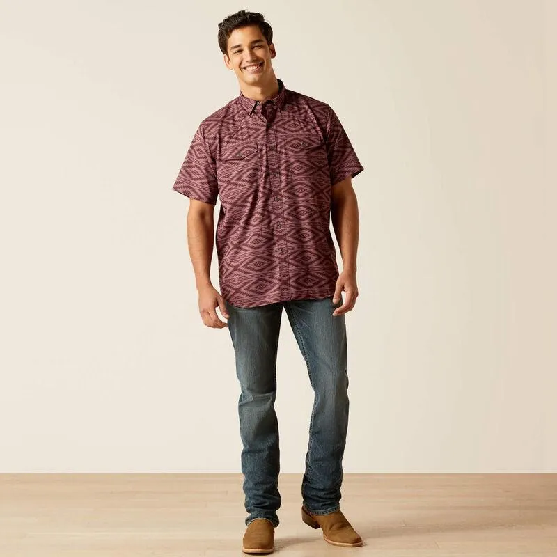 Ariat Men's Dark Redwood VentTEK Outbound Classic Fit Short Sleeve Western Shirt 10051380