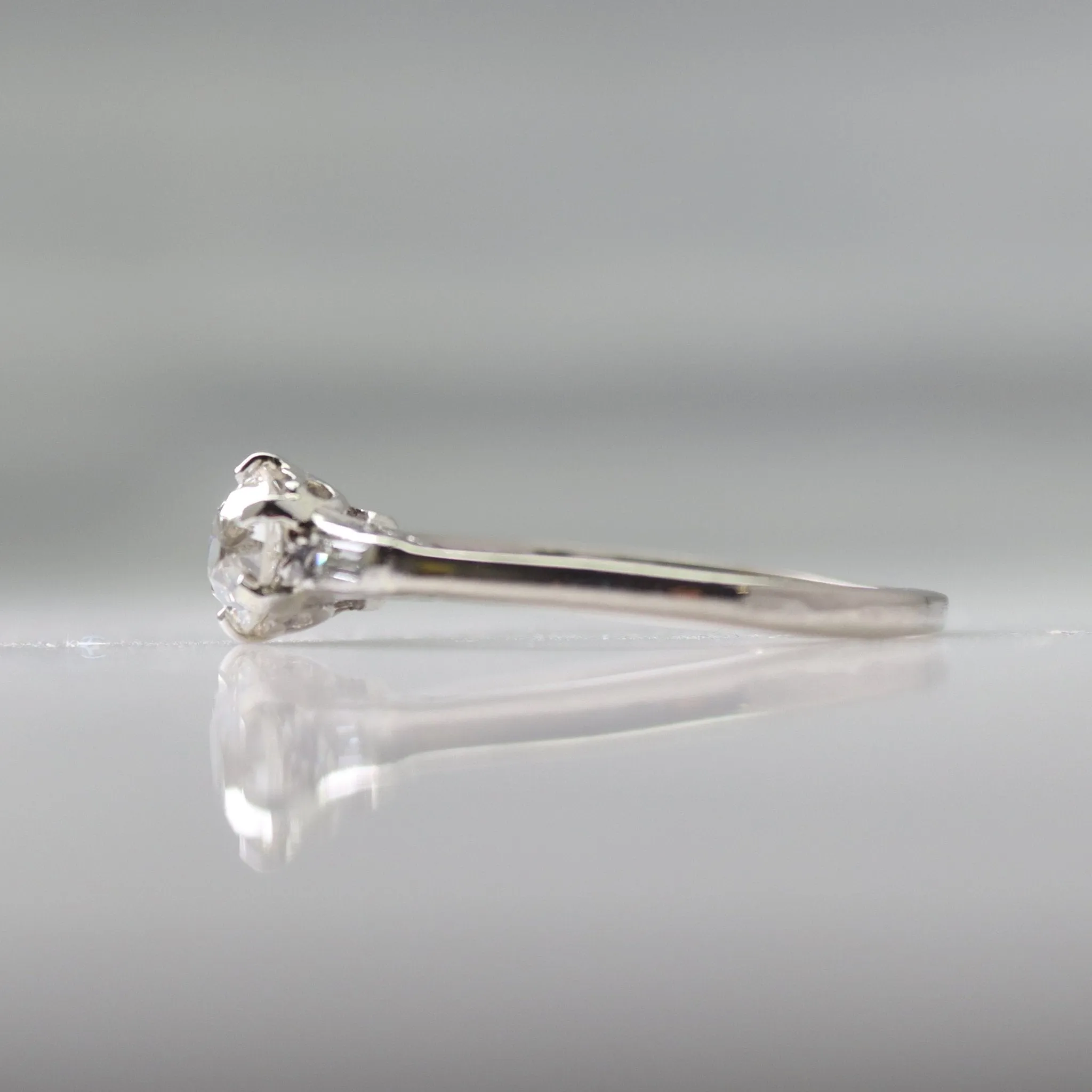 Art Deco 18 Carat White Gold Diamond Solitaire Ring