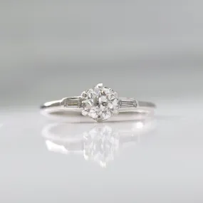 Art Deco 18 Carat White Gold Diamond Solitaire Ring