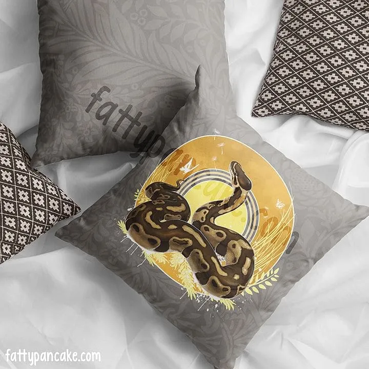 Autumn Ball Python Snake, Cute Reptile Square Pillow