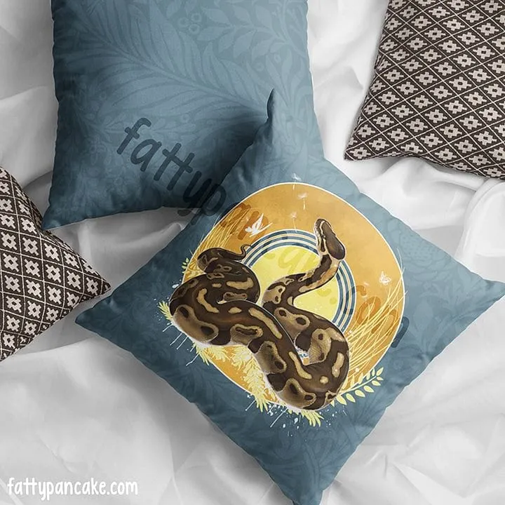 Autumn Ball Python Snake, Cute Reptile Square Pillow