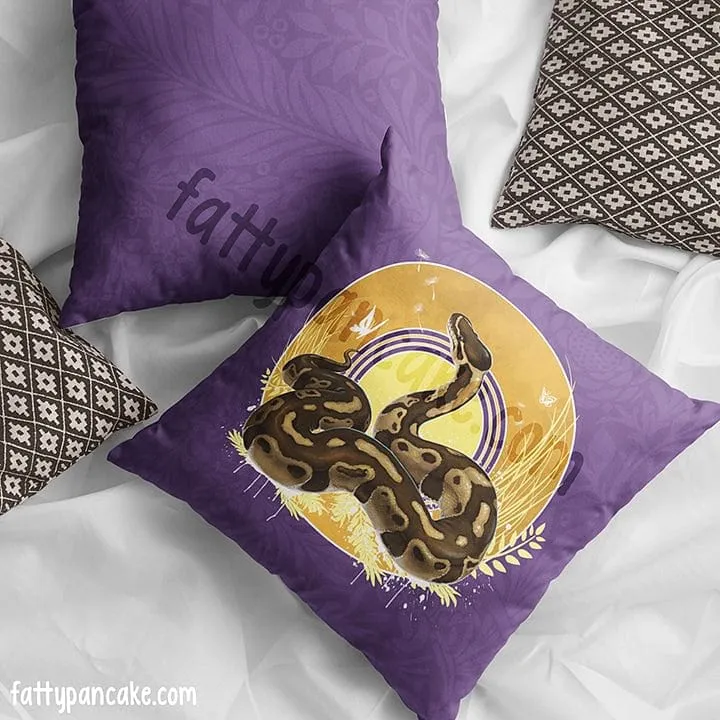 Autumn Ball Python Snake, Cute Reptile Square Pillow