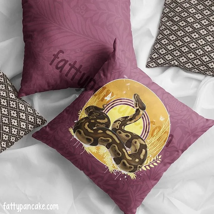 Autumn Ball Python Snake, Cute Reptile Square Pillow