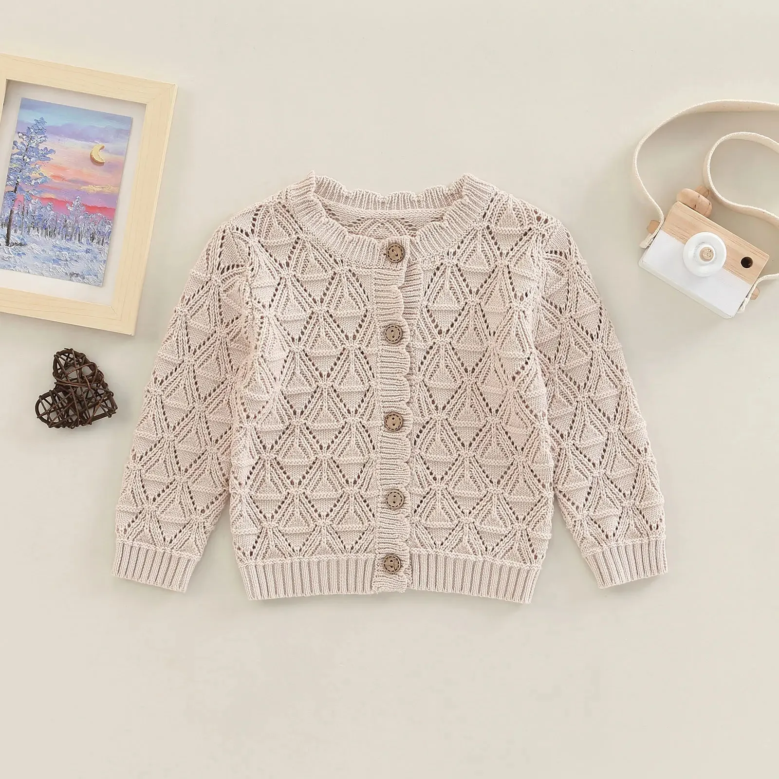 Baby/Toddler Button Down Sweater Cardigan - Beige Ivory