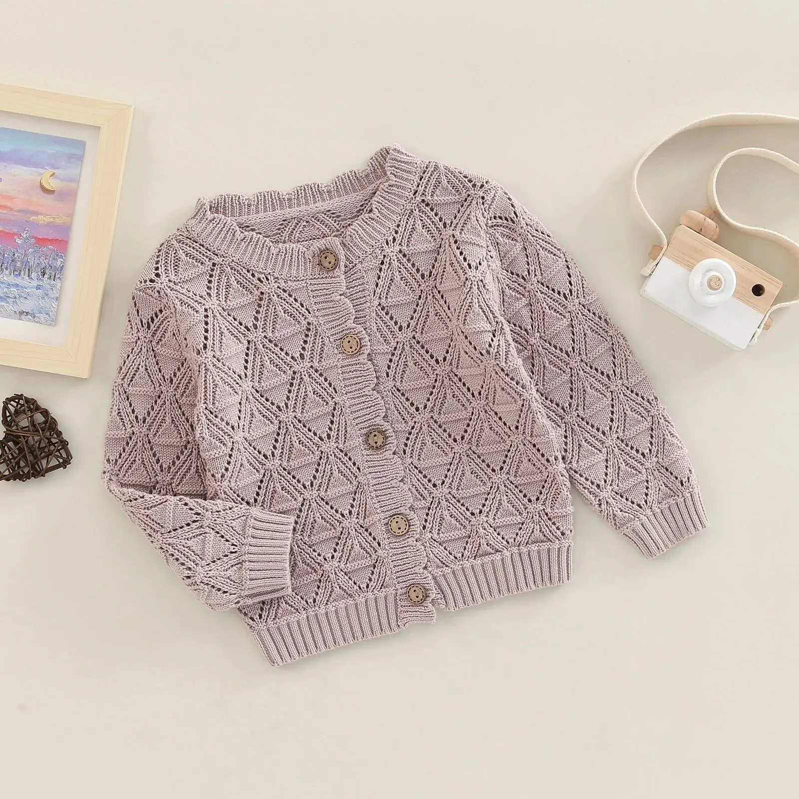 Baby/Toddler Button Down Sweater Cardigan - Purple