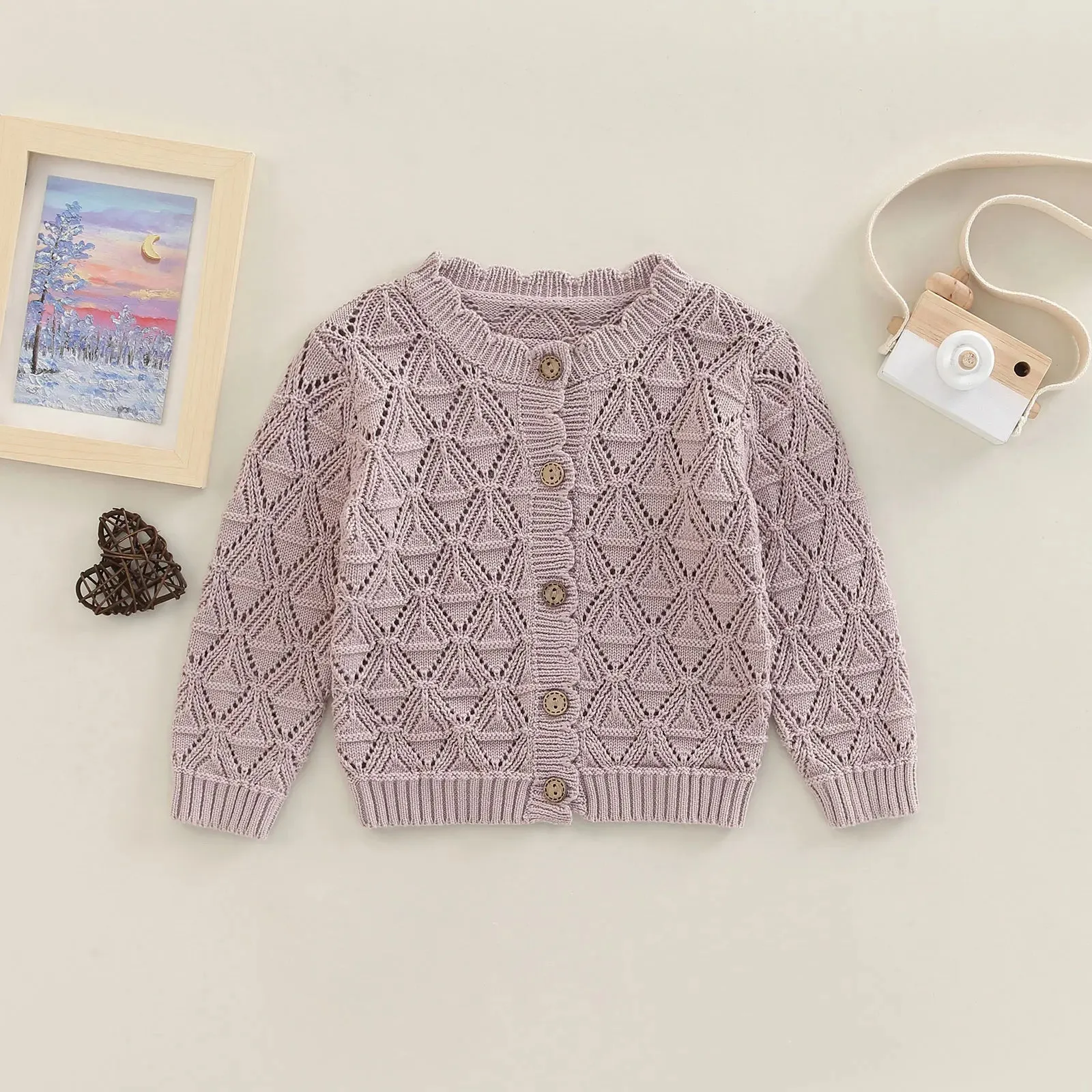 Baby/Toddler Button Down Sweater Cardigan - Purple