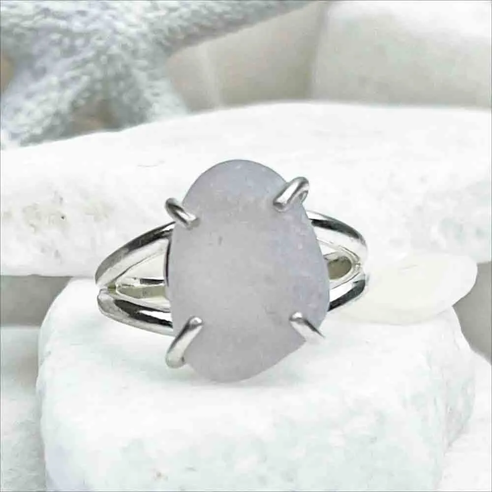 Beautiful Sun Purple Sea Glass Ring in Sterling Silver Size 8 | #1809