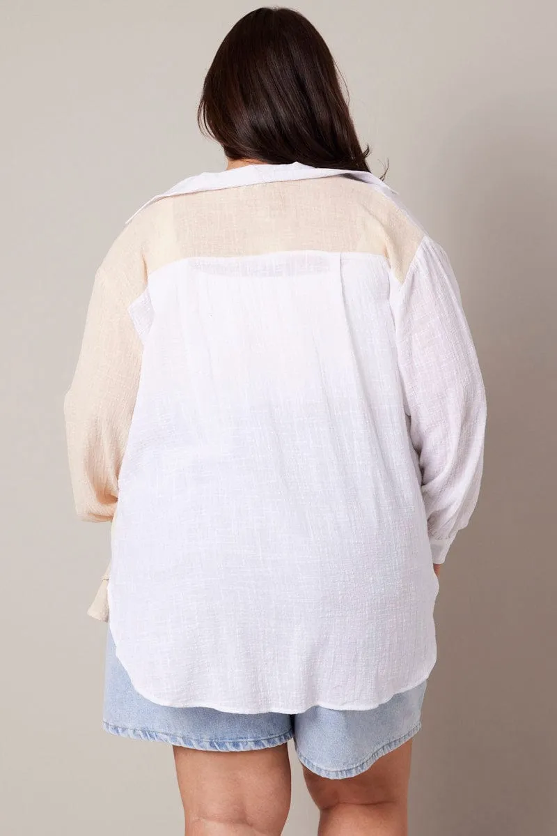 Beige Relaxed Shirt Long Sleeve