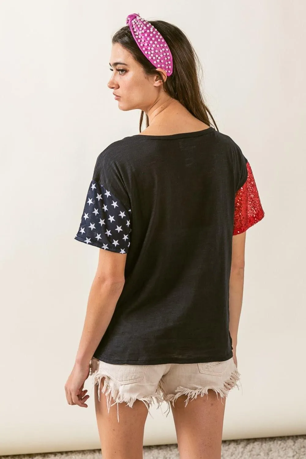 BiBi USA Graphic Short Sleeve Distressed T-Shirt